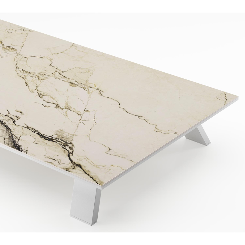 Cesano loungetafel in wit aluminium en colorado dunes volkeramiek - L 140 x B 80 x H 24 cm