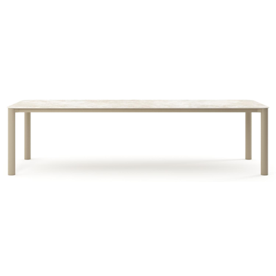 Orso tuintafel rechthoekig afgerond in beige aluminium en volkeramiek Rapolano - L 290 x B 110 x H 74.5 cm