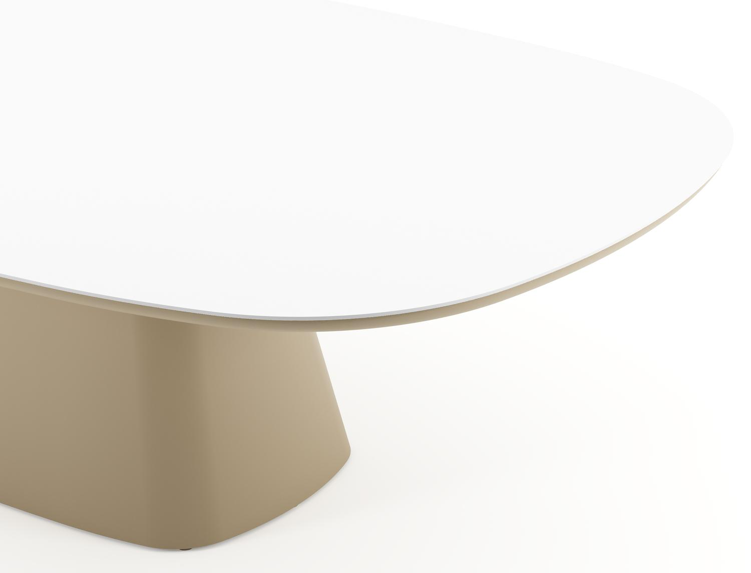 Amico tuintafel bombo xl in beige aluminium en volkeramiek Arctic White - L 270 x B 148 x H 73.5 cm