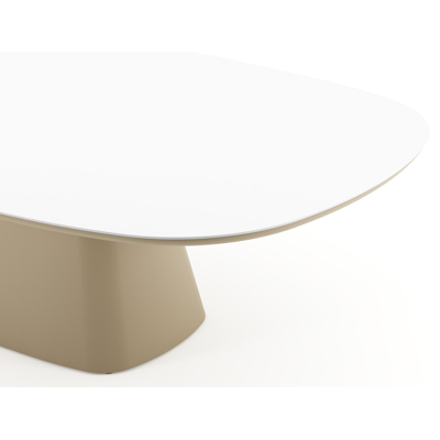 Amico tuintafel bombo xl in beige aluminium en volkeramiek Arctic White - L 270 x B 148 x H 73.5 cm