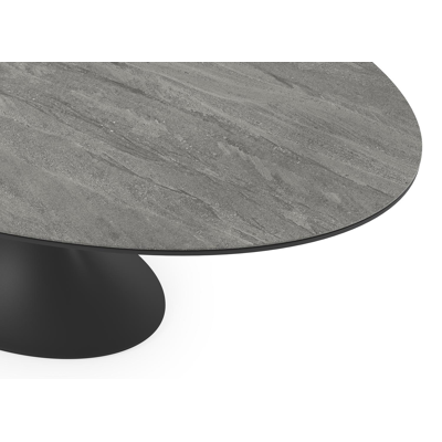 Fano tuintafel ovaal in zwart aluminium en volkeramiek aspen grey - L 240 x B 135 x H 75 cm