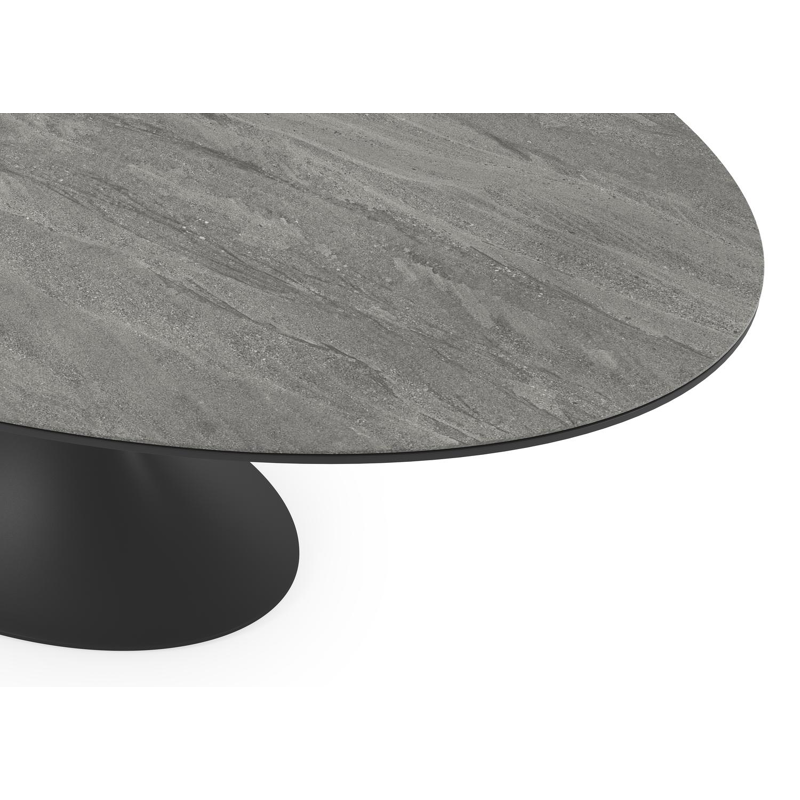 Fano tuintafel ovaal in zwart aluminium en volkeramiek aspen grey - L 240 x B 135 x H 75 cm