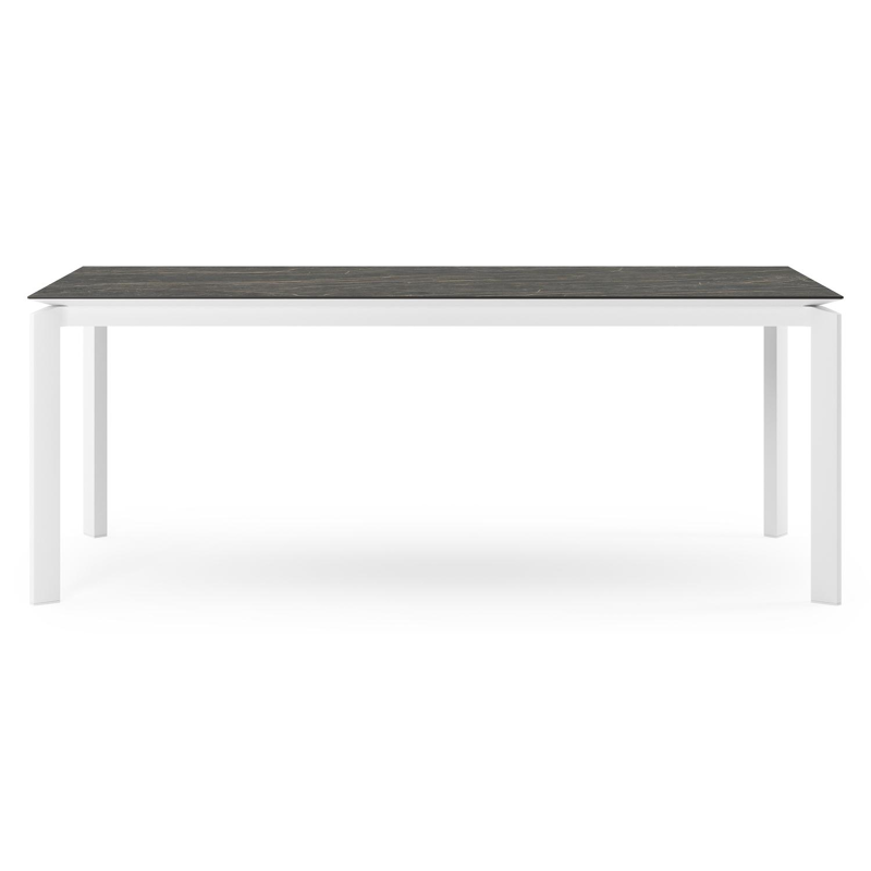 Cirello tuintafel rechthoekig in wit aluminium en volkeramiek Black Obsession - L 200 x B 100 x H 75 cm