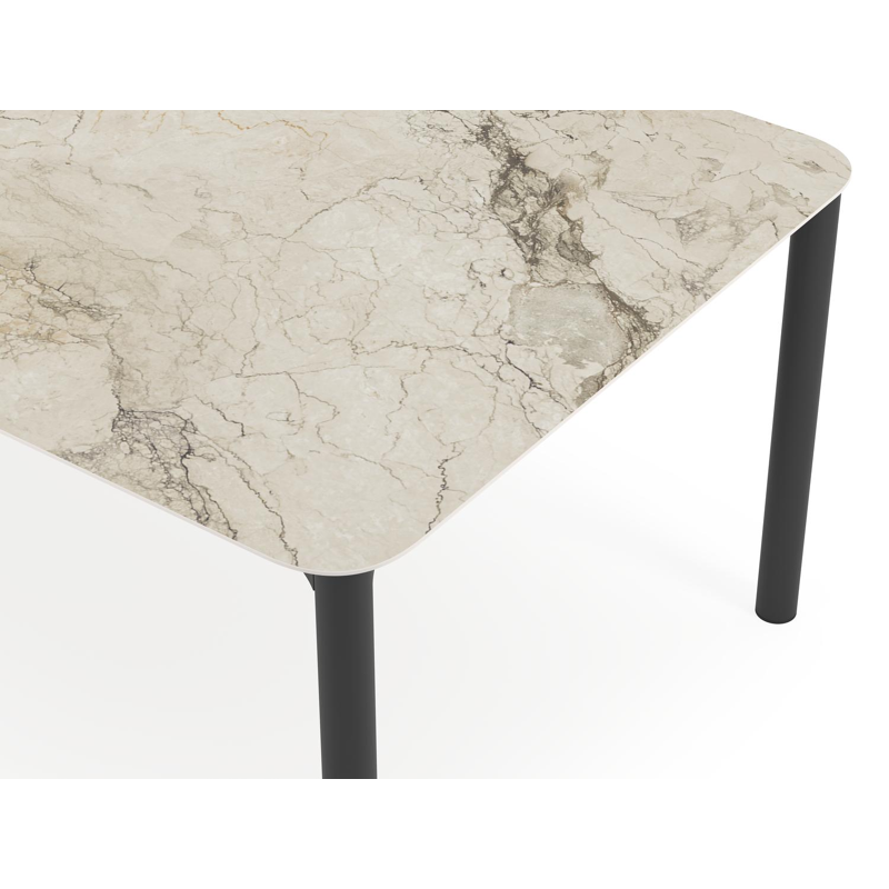 Lugano tuintafel rechthoekig afgerond in zwart aluminium en volkeramiek colorado dunes - L 290 x B 110 x H 74 cm