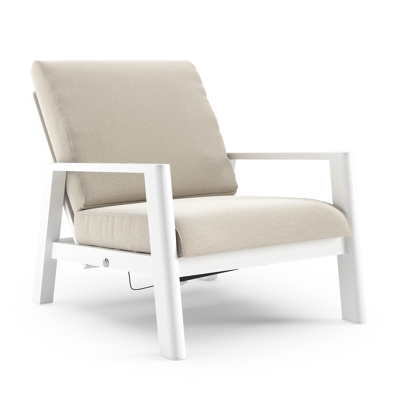 Cirello loungestoel 1-zit in wit aluminium met lopi marble all weather sunbrella® luxe kussen