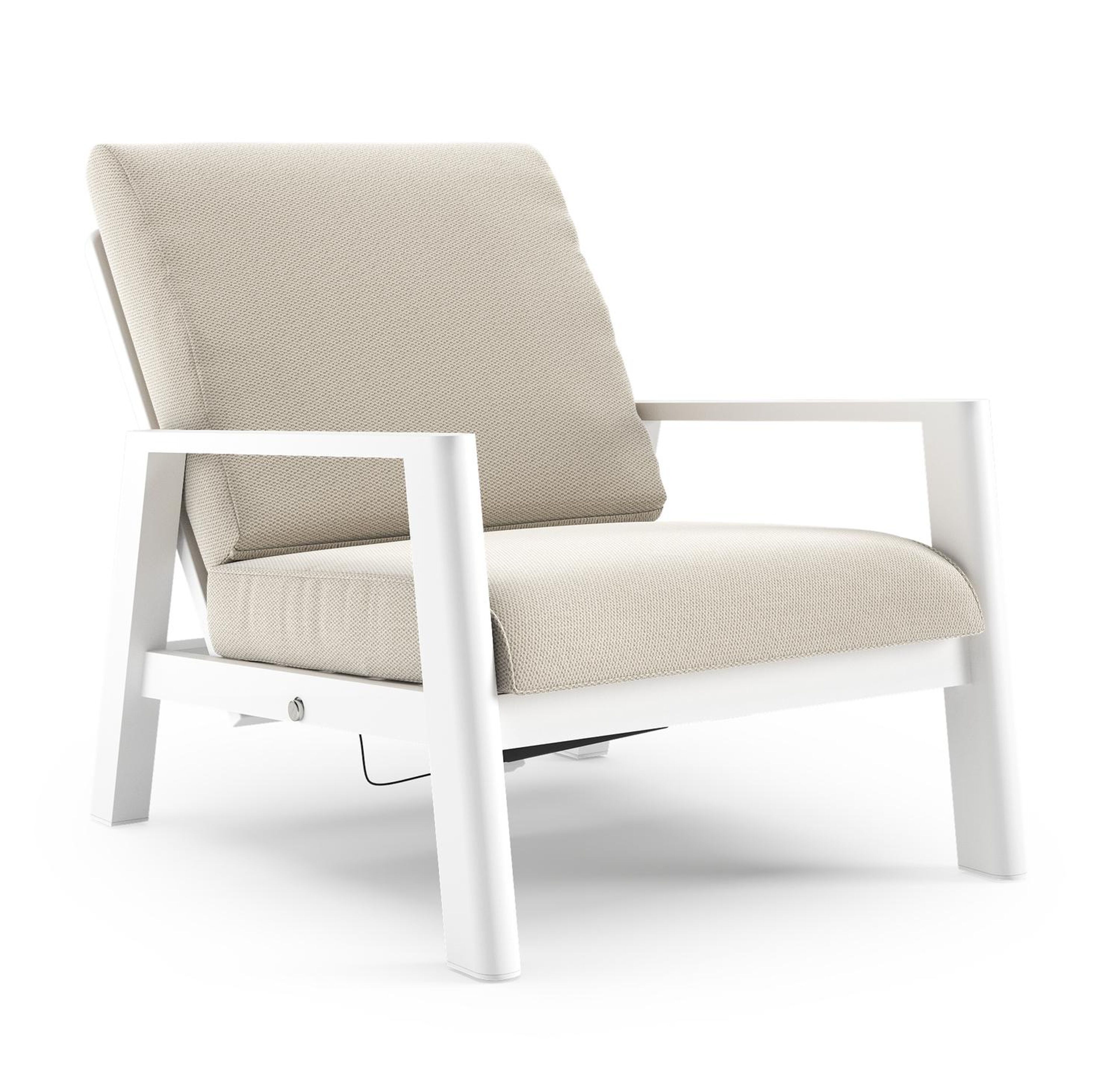 Cirello loungestoel 1-zit in wit aluminium met lopi marble all weather sunbrella® luxe kussen