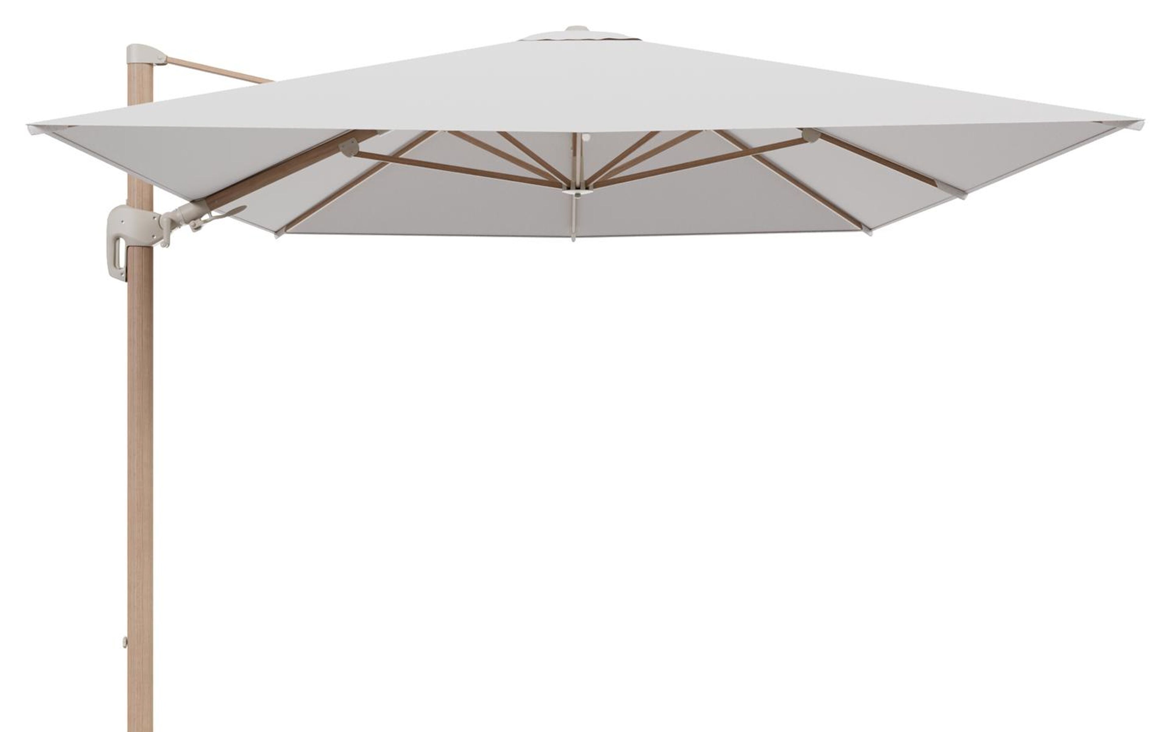 Rufina zweefparasol tiltfunctie in houtlook aluminium en parasoldoek in All Weather Solica Ego Eggshell  - L1 400 x L2 300 cm (zonder voet) (zonder voet)