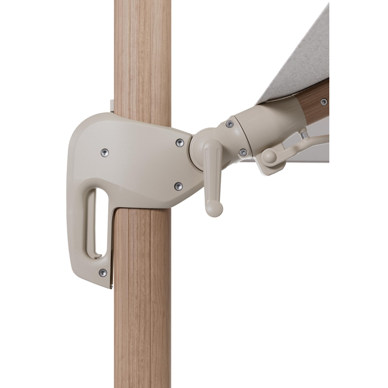 Parasol pendant Rufina avec fonction tilt en aluminium aspect de bois et toile de parasol en All Weather Solica Ego Eggshell  - Lg.1 400 x Lg.2 300 cm (sans pied de parasol