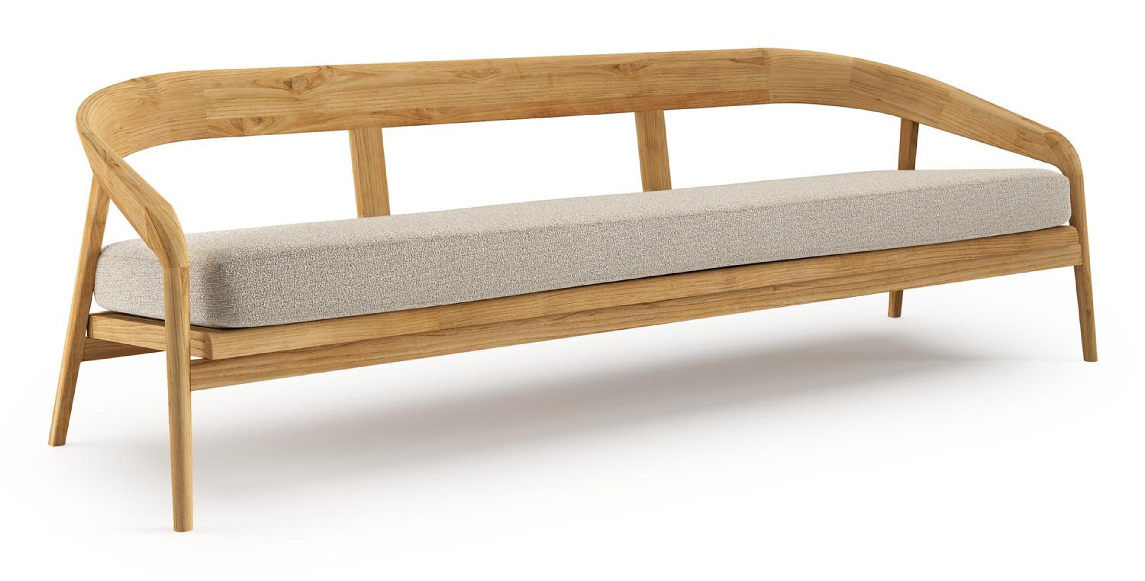 Lacrima loungebank in teak met catania sand All Weather Cosytica kussen
