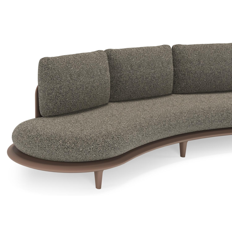 Canapé de jardin Bomero en aluminium taupe et coussins en all weather cosytica marbella tunder