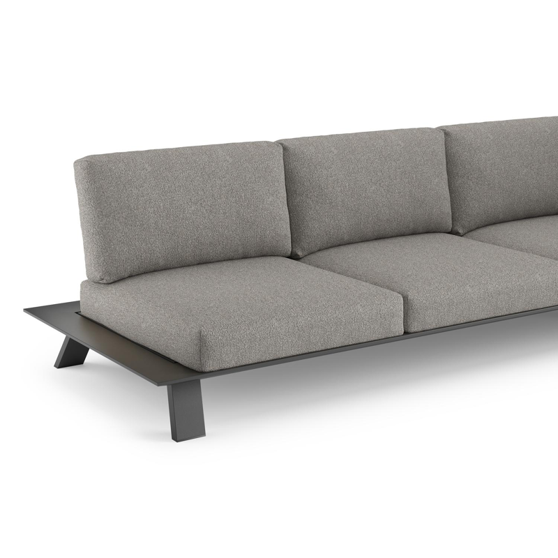 Cesano loungehoek in zwart aluminium met tundra charcoal all weather Sunbrella® luxe kussen