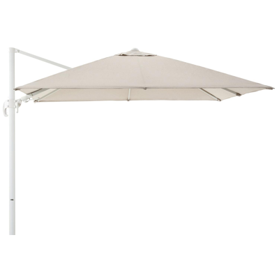 Avola zweefparasol met tiltfunctie in wit aluminium met natte graumel chalk all weather sunbrella® premium parasoldoek - L1 300 x L2 300 cm (zonder voet)