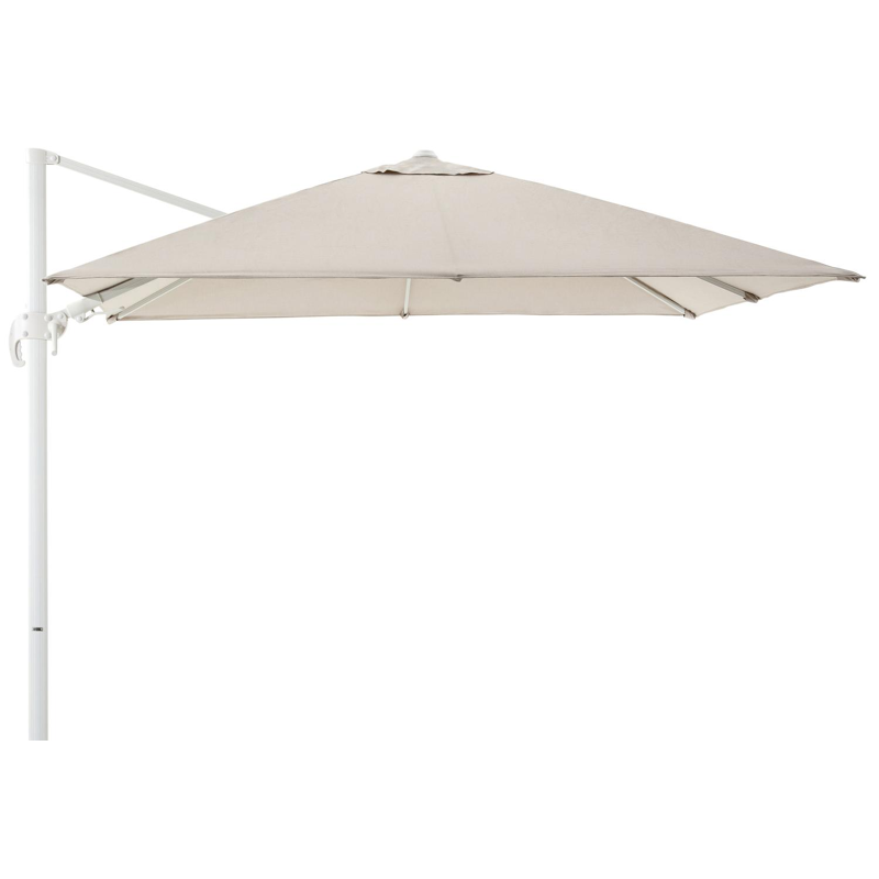 Avola zweefparasol met tiltfunctie in wit aluminium met natte graumel chalk all weather sunbrella® premium parasoldoek - L1 300 x L2 300 cm (zonder voet)