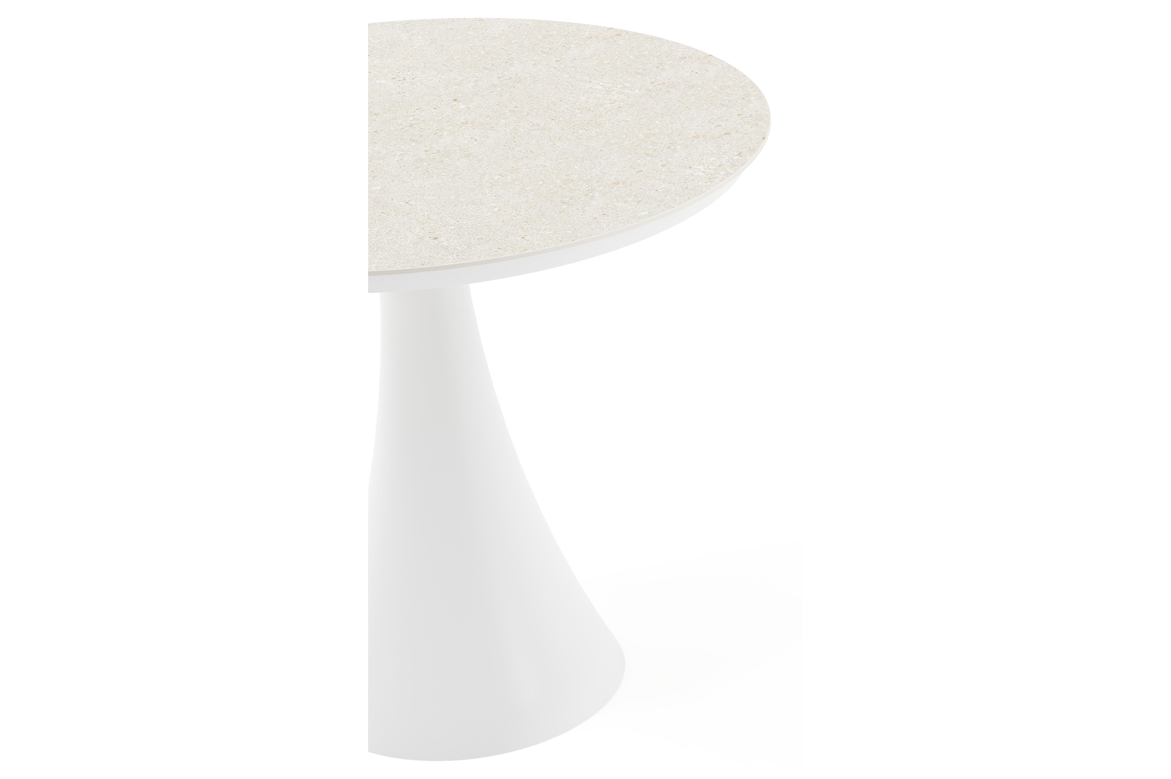 Fano tuintafel in wit aluminium en volkeramiek shilin - Dia. 85 x H 75 cm