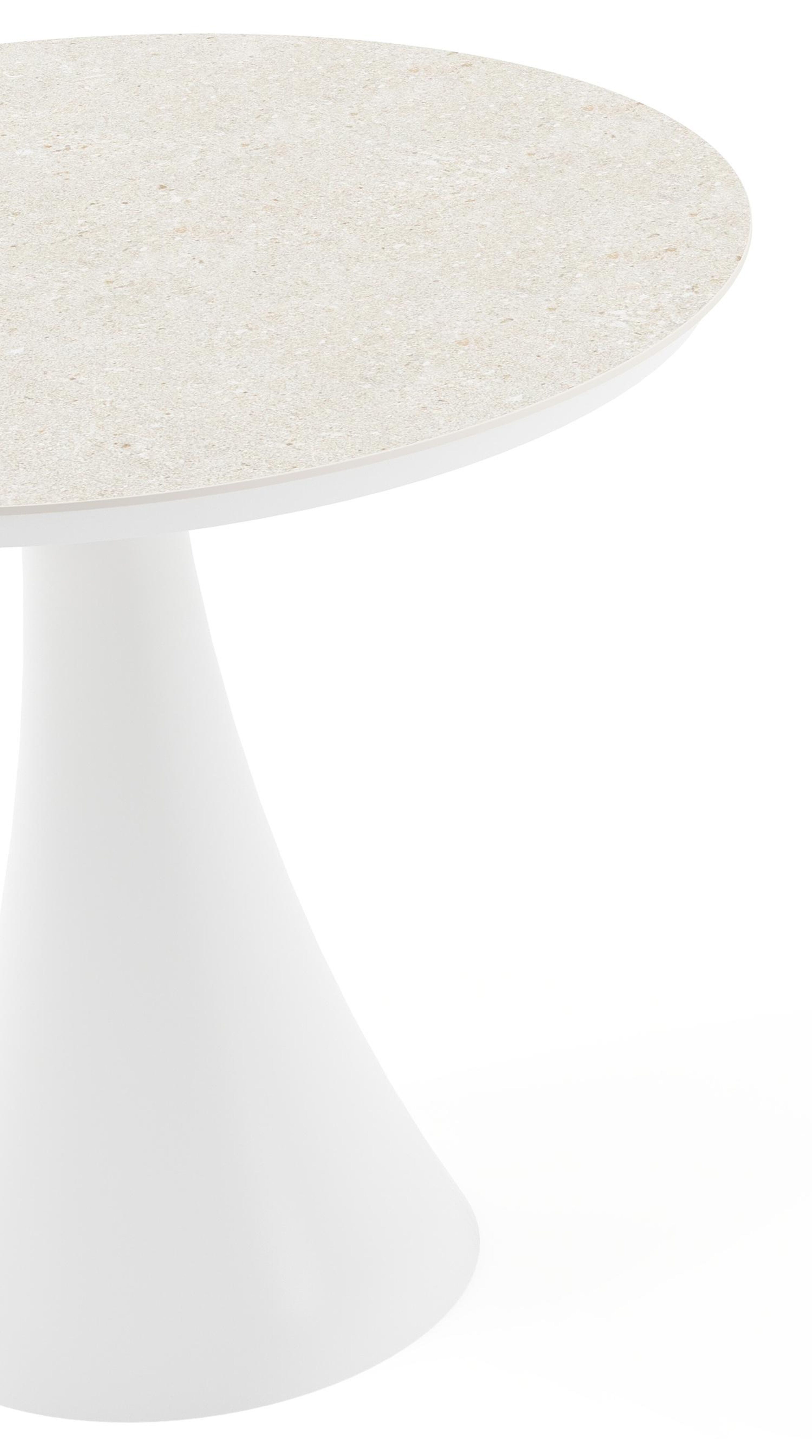 Fano tuintafel in wit aluminium en volkeramiek shilin - Dia. 85 x H 75 cm