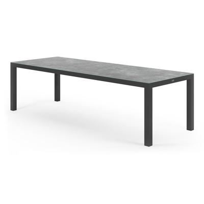 Varese tuinset in zwart aluminium en grijs keramisch glas tafelblad met 10 Rivo tuinstoelen