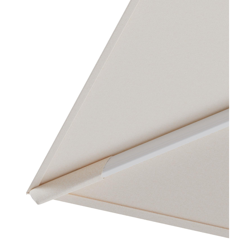 Rufina zweefparasol met tiltfunctie in wit aluminium en Natte Linen Chalk All Weather Sunbrella® Luxe parasoldoek - L1 400 x L2 300 cm met parasolvoet Minore 150 kg met wielen