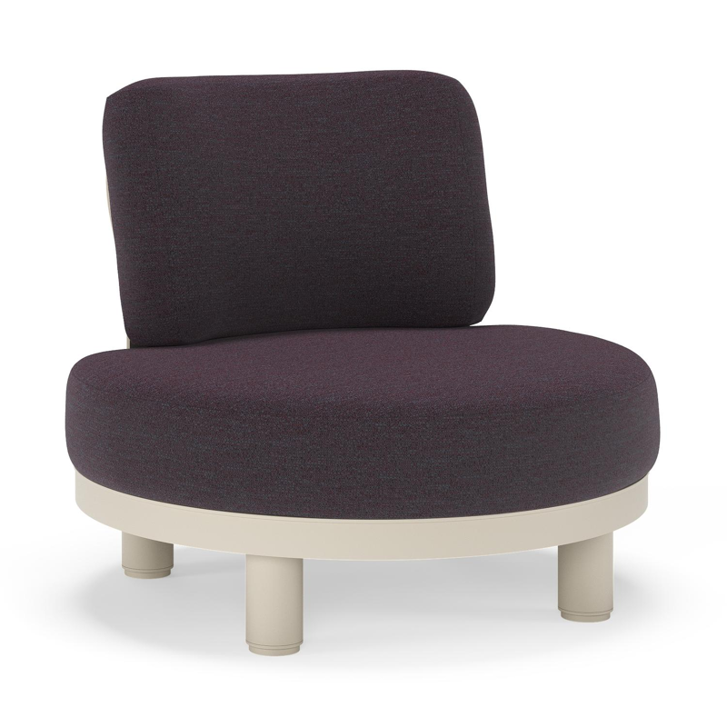 Donato loungestoel in beige aluminium met all weather sunbrella® luxe Tundra Red kussen