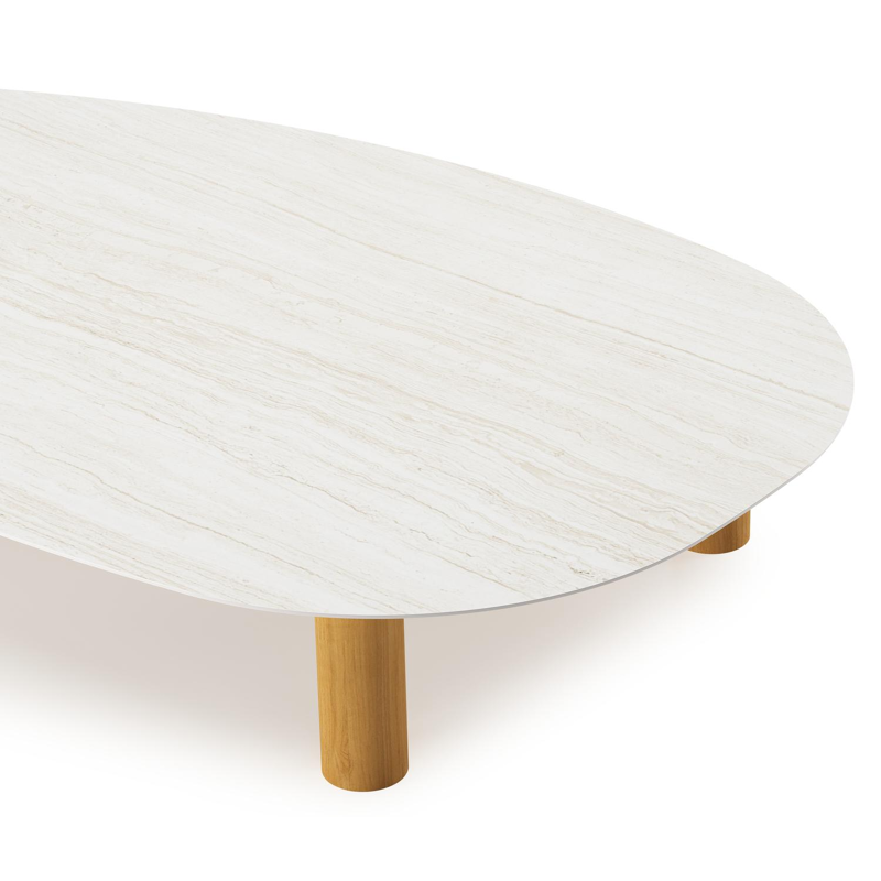 Donato-Organo loungetafel organisch in teak teak en volkeramiek Calista - L 151 x B 90 x H 25 cm