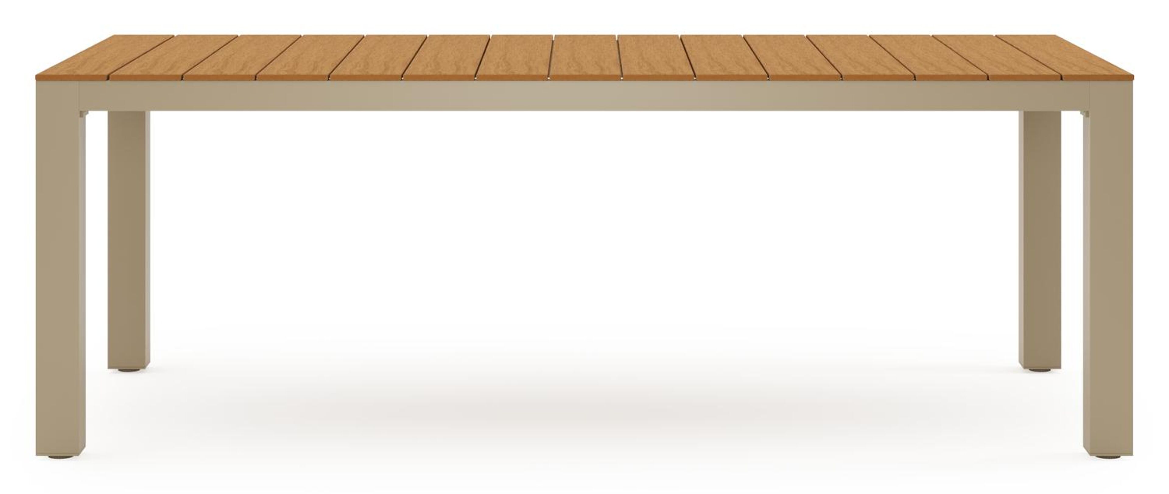 Ensemble de jardin Calzo en aluminium beige et polywood avec 6 chaises de jardin empilable Bahia