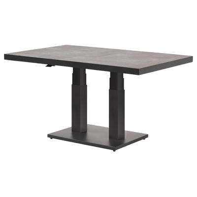 Table basse pop-up en aluminium noir et céramique pleine gris - Lg 140 x larg. 85 x H 72 cm