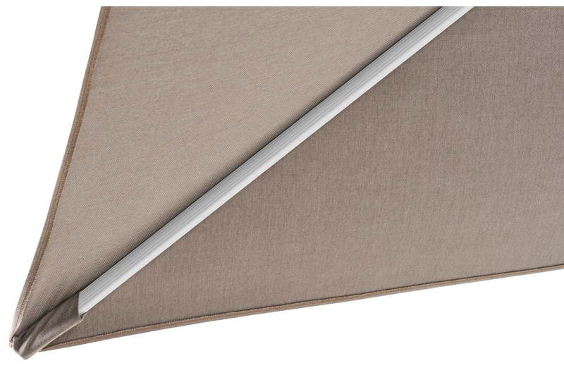 Rufina zweefparasol in wit aluminium met natte nature grey all weather sunbrella® luxe parasoldoek - L1: 300 x L2: 400 cm (zonder voet)