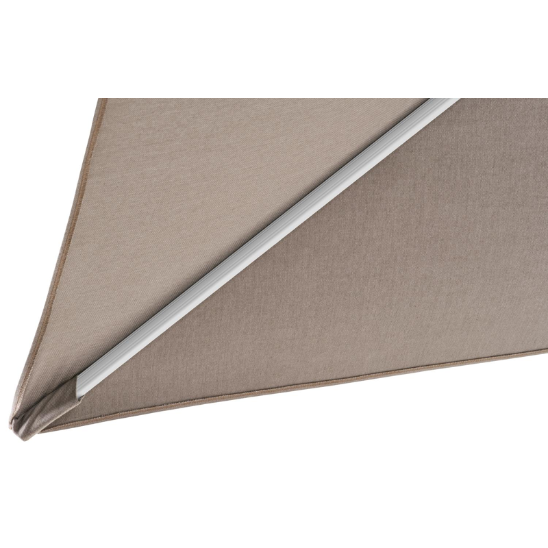 Rufina zweefparasol in wit aluminium met natte nature grey all weather sunbrella® luxe parasoldoek - L1: 300 x L2: 400 cm (zonder voet)