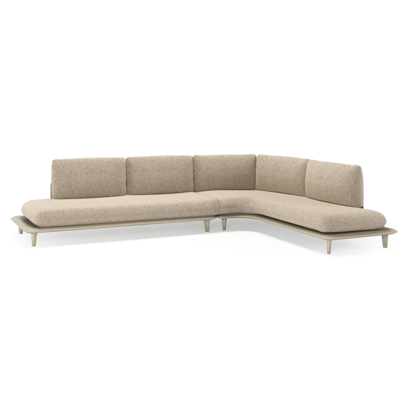 Bomero loungehoek in beige aluminium met bora jungle all weather cosytica kussen