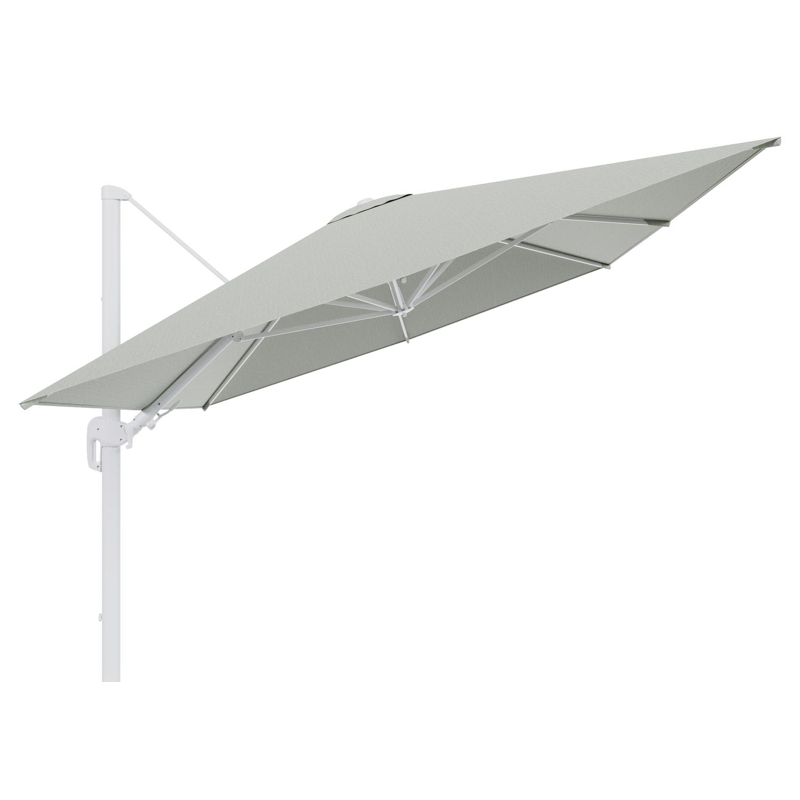 Rufina zweefparasol tiltfunctie in wit aluminium en parasoldoek in All Weather Sunbrella® Luxe Slow Spirea - L1 400 x L2 300 cm (zonder voet) (zonder voet)