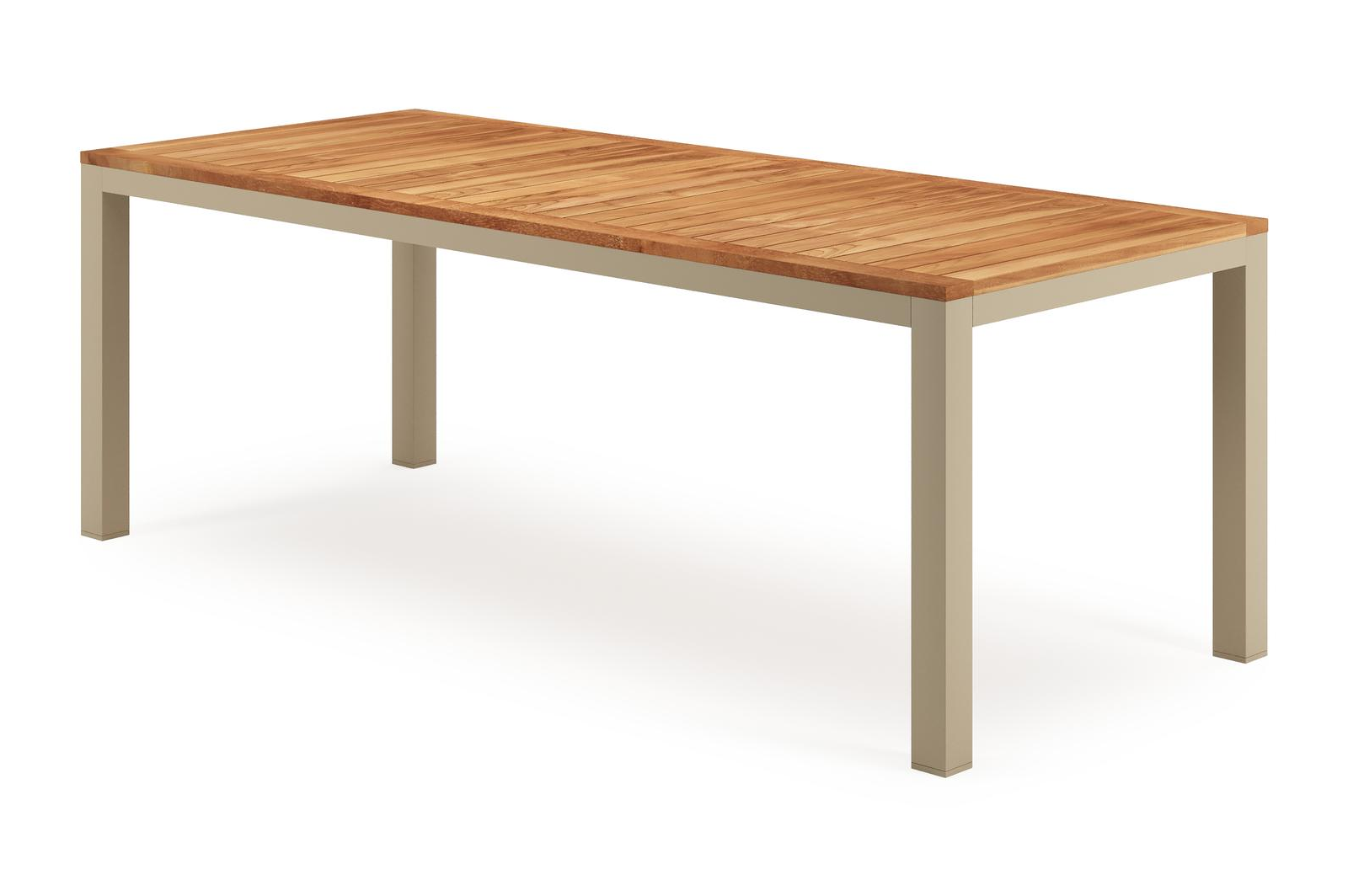 Varese tuintafel rechthoekig in beige aluminium en teak - L 220 x B 92 x H 73.5 cm
