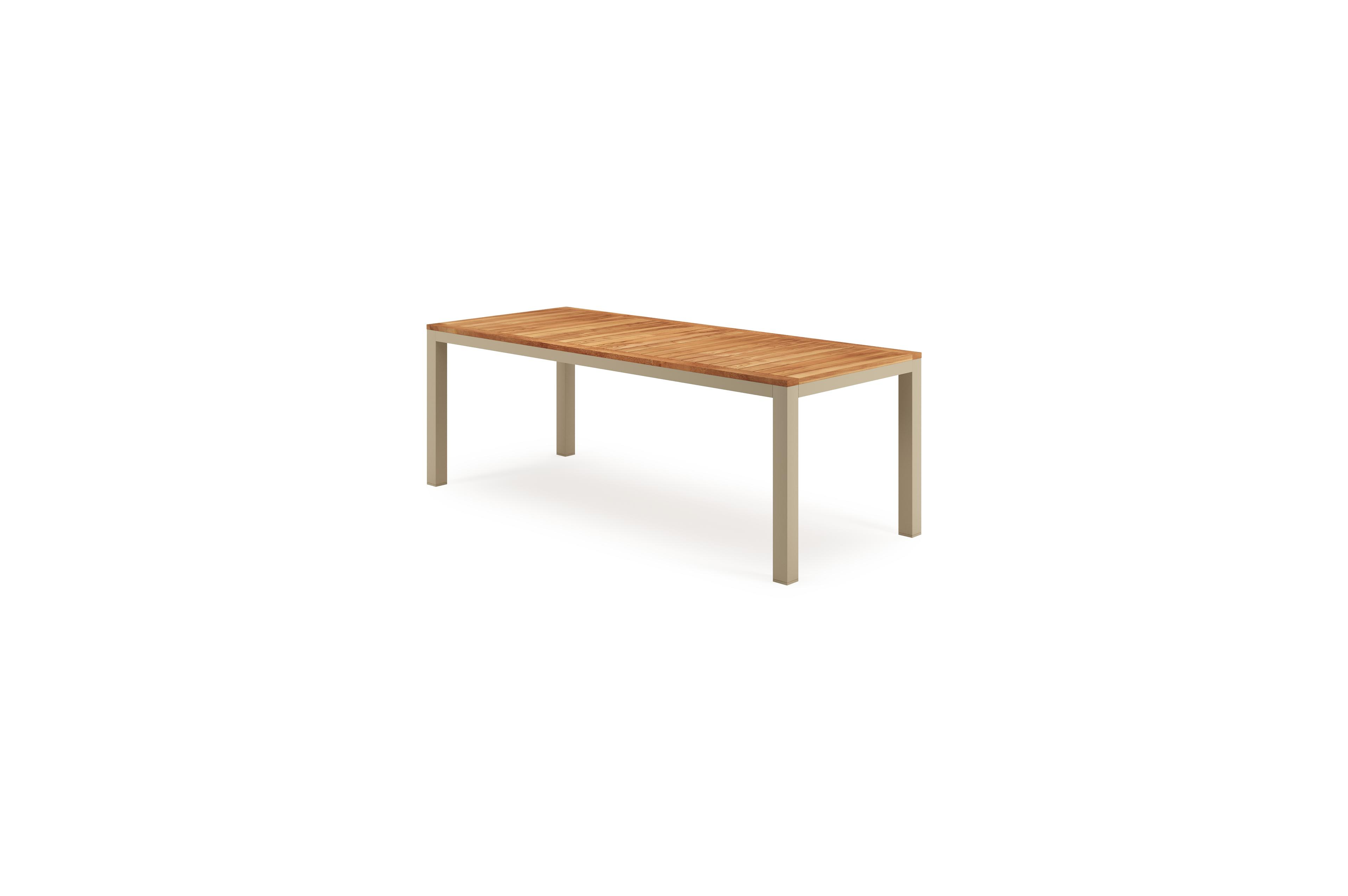 Varese tuintafel rechthoekig in beige aluminium en teak - L 220 x B 92 x H 73.5 cm