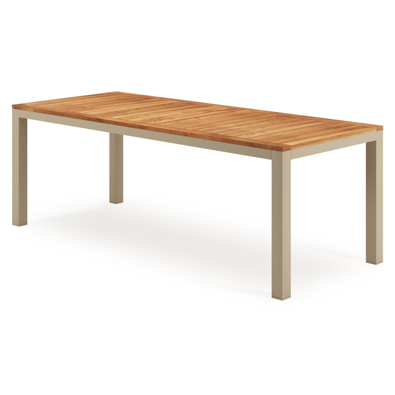 Varese tuinset in beige aluminium en teak met 6 Amalfi tuinstoelen