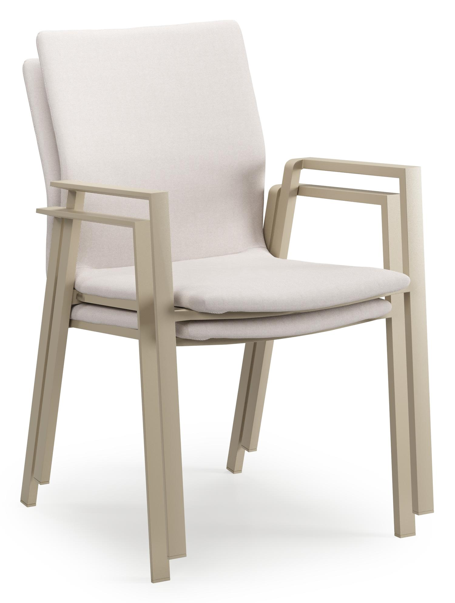 Mosa bootvormige tuinset in beige aluminium en teak natural finish met 6 Madura tuinstoelen