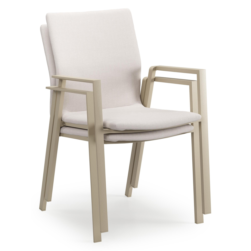 Madura tuinstoel in beige aluminium en beige comfort textileen