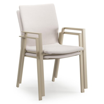 Madura tuinstoel in beige aluminium en beige comfort textileen