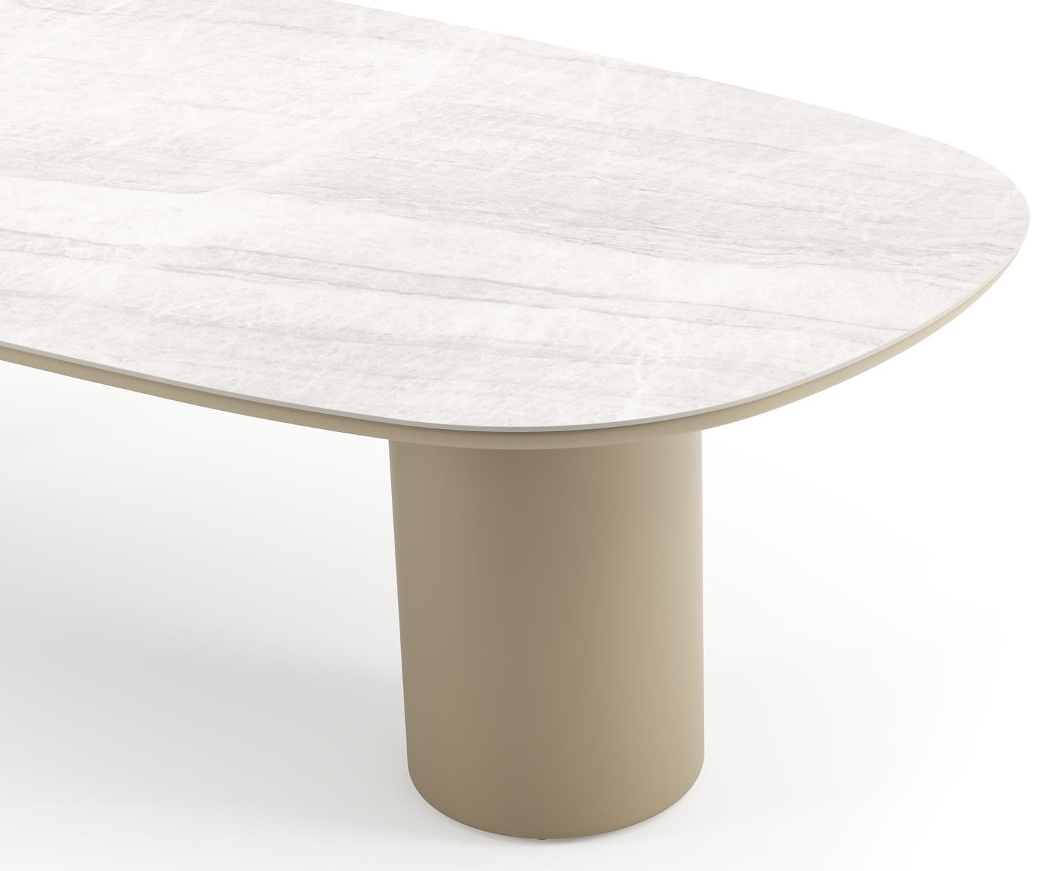 Amico tuintafel bombo in beige aluminium en volkeramiek Taj Mahal - L 270 x B 125 x H 73.5 cm