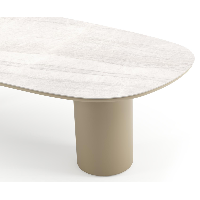 Amico tuintafel bombo in beige aluminium en volkeramiek Taj Mahal - L 270 x B 125 x H 73.5 cm