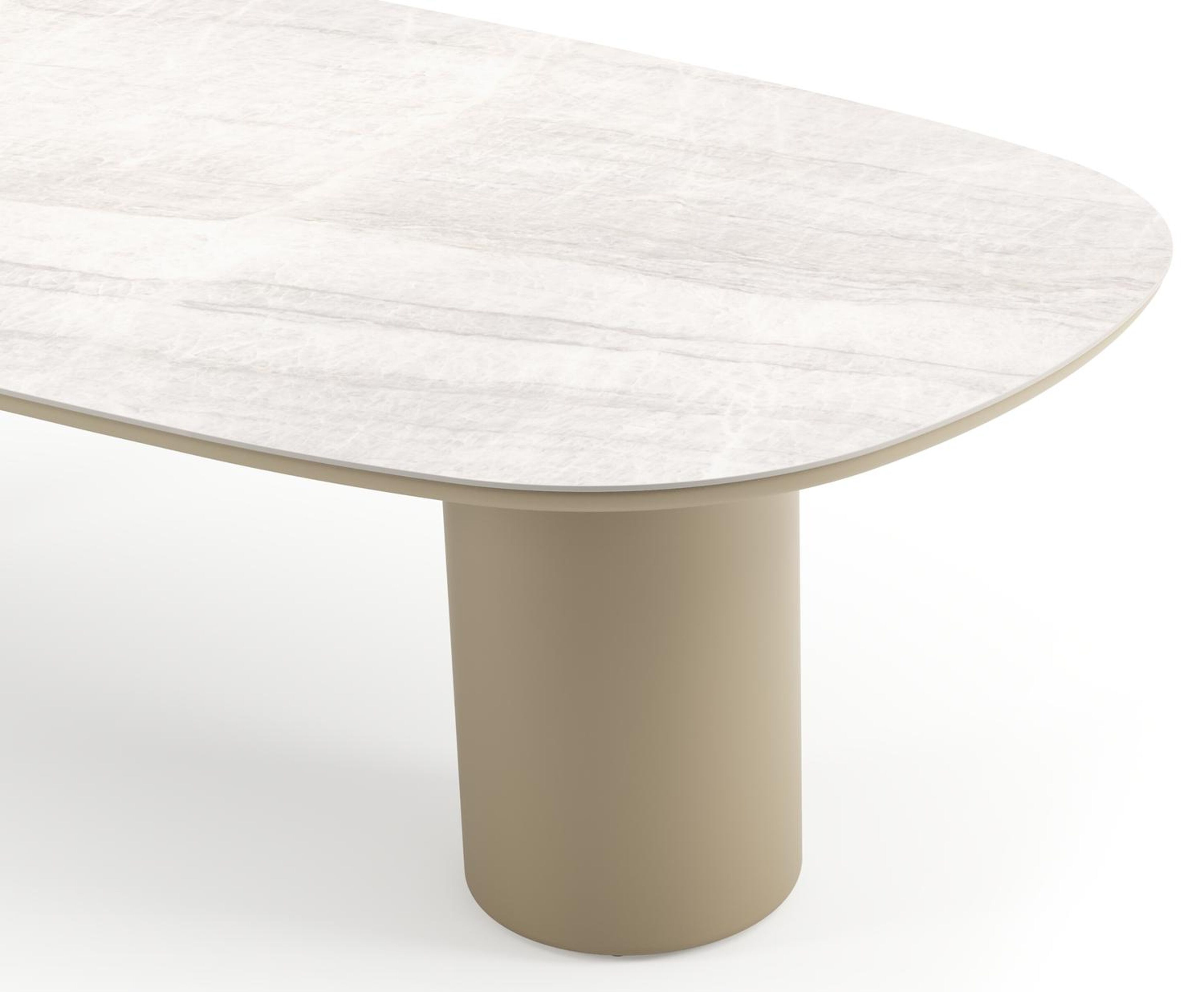 Amico tuintafel bombo in beige aluminium en volkeramiek Taj Mahal - L 270 x B 125 x H 73.5 cm
