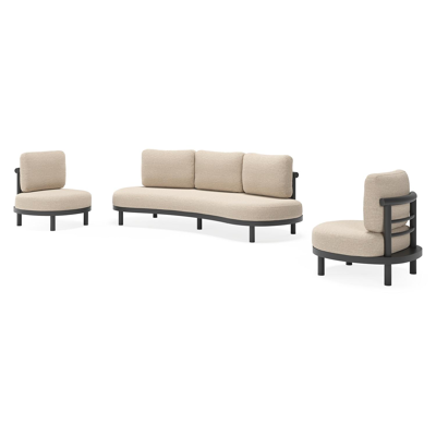 Lindo loungeset in zwart aluminium met rustic weather+ softtouch kussens