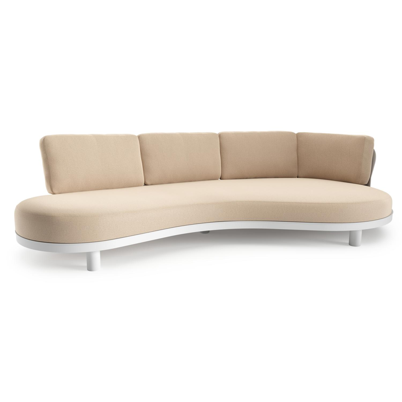 Donato loungebank in wit aluminium met natte heather beige all weather sunbrella® luxe kussen
