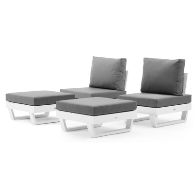 Modica loungeset in wit aluminium met grijs textilene kussens
