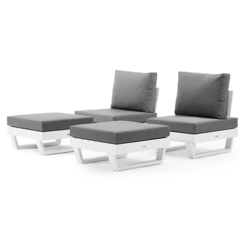 Modica loungeset in wit aluminium met grijs textilene kussens