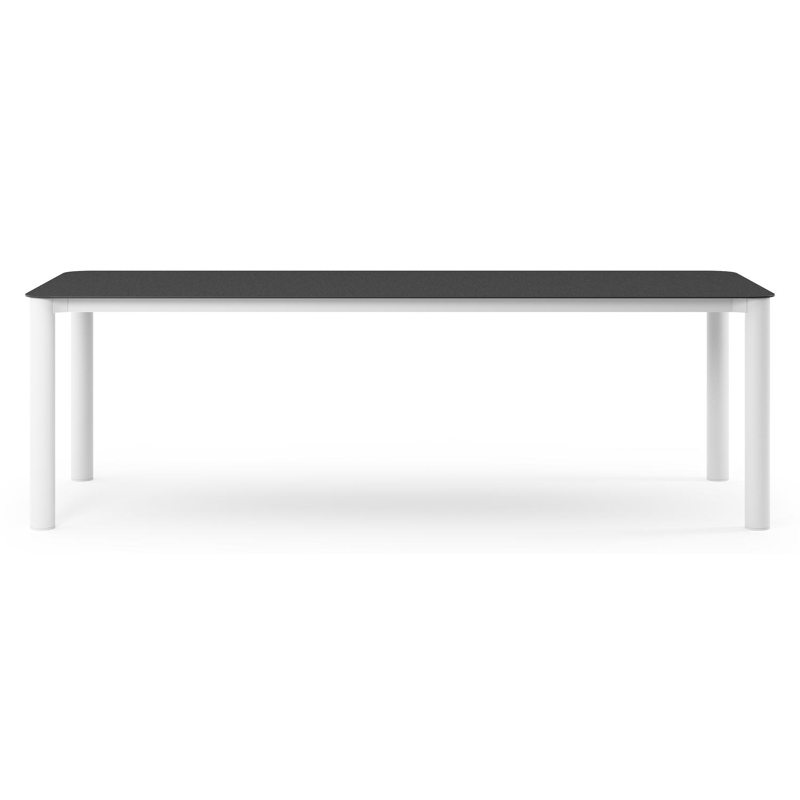 Table de jardin Orso rectangulaire arrondi en aluminium blanc et céramique pleine Nero Black - Lg. 240 x Lrg. 100 x Haut. 73.5 cm