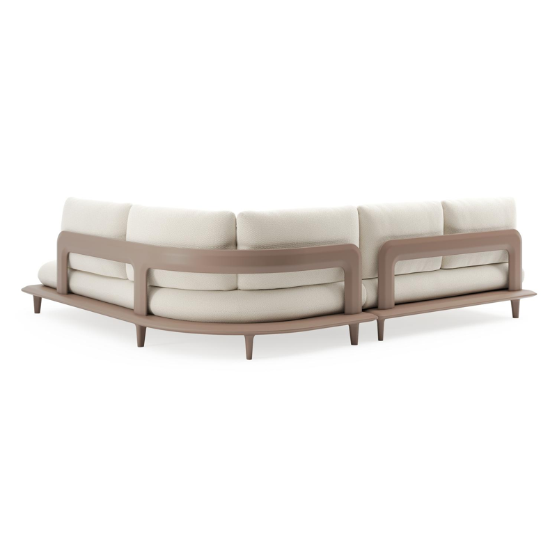 Bomero loungehoek in taupe aluminium met althea off white all weather cosytica kussen