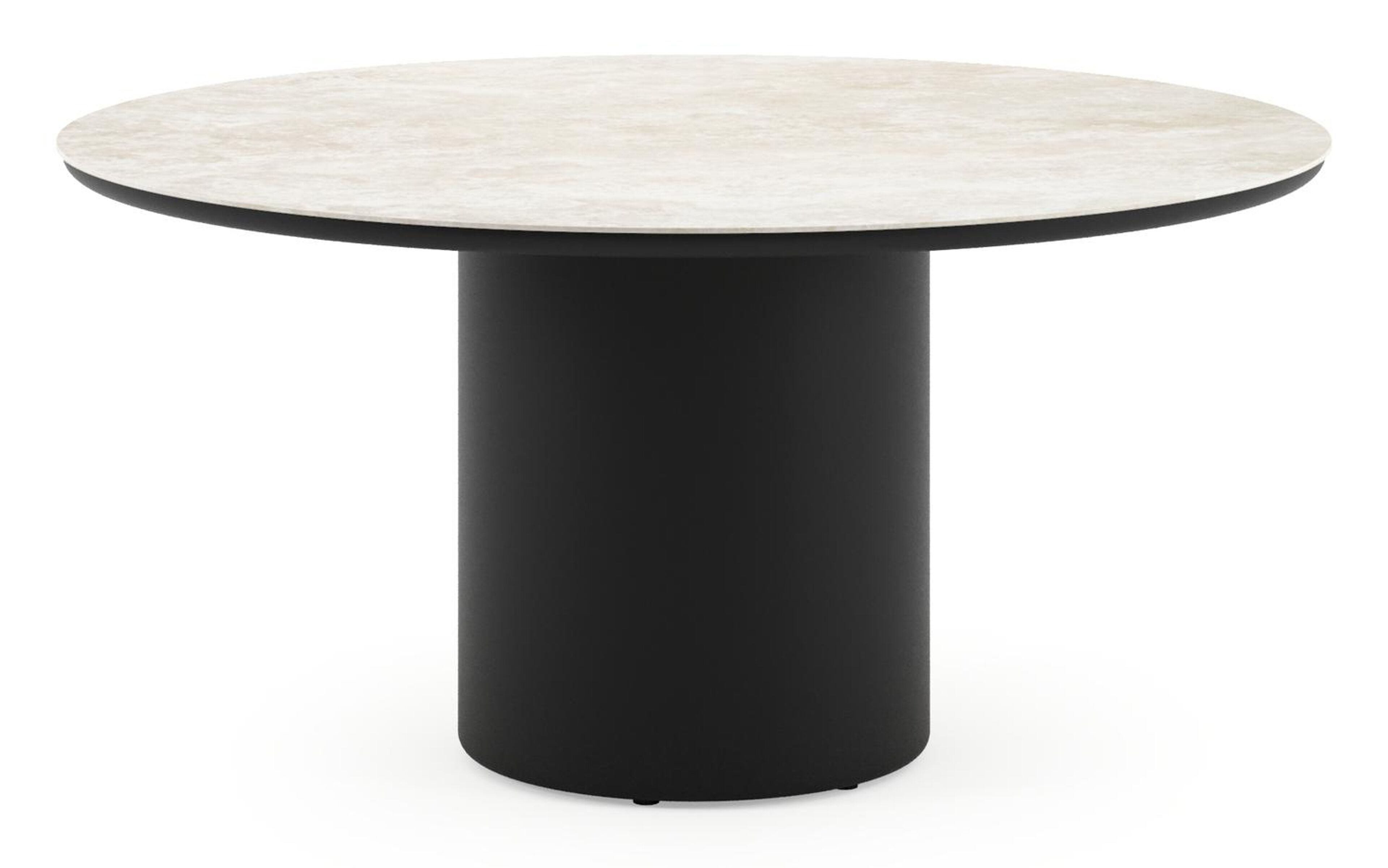 Table de jardin Amico rond en aluminium noir et céramique pleine Rapolano - Diam. 148 x Haut. 73.5 cm