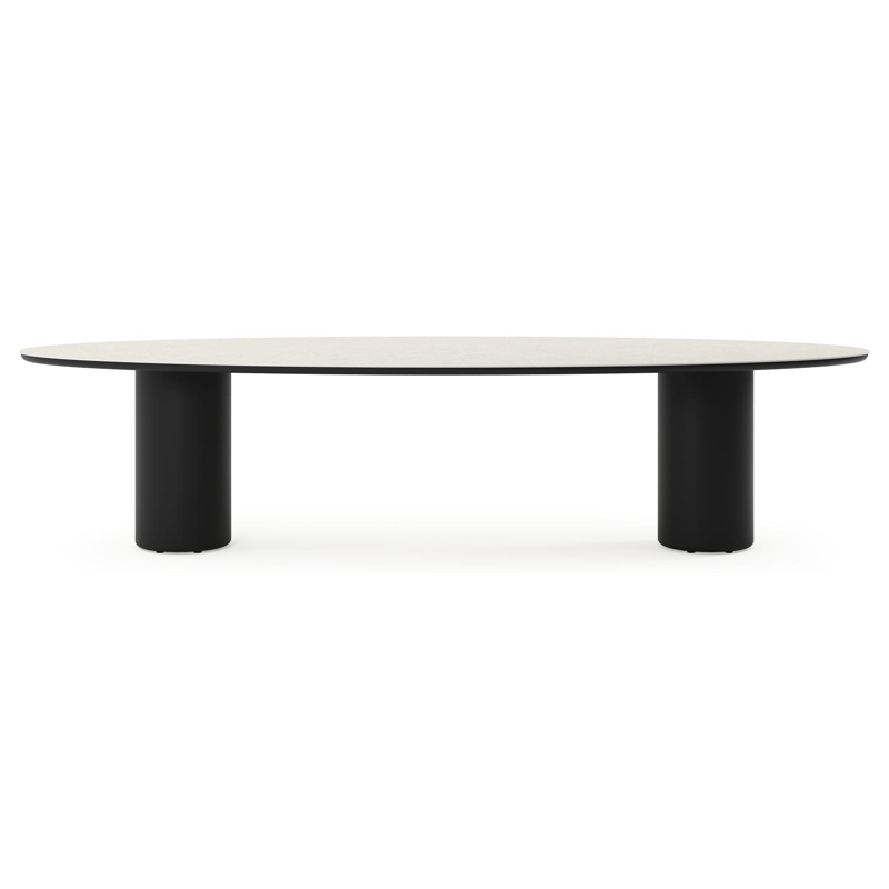 Amico tuintafel ovaal in zwart aluminium en volkeramiek Shilin - L 320 x B 130 x H 73.5 cm