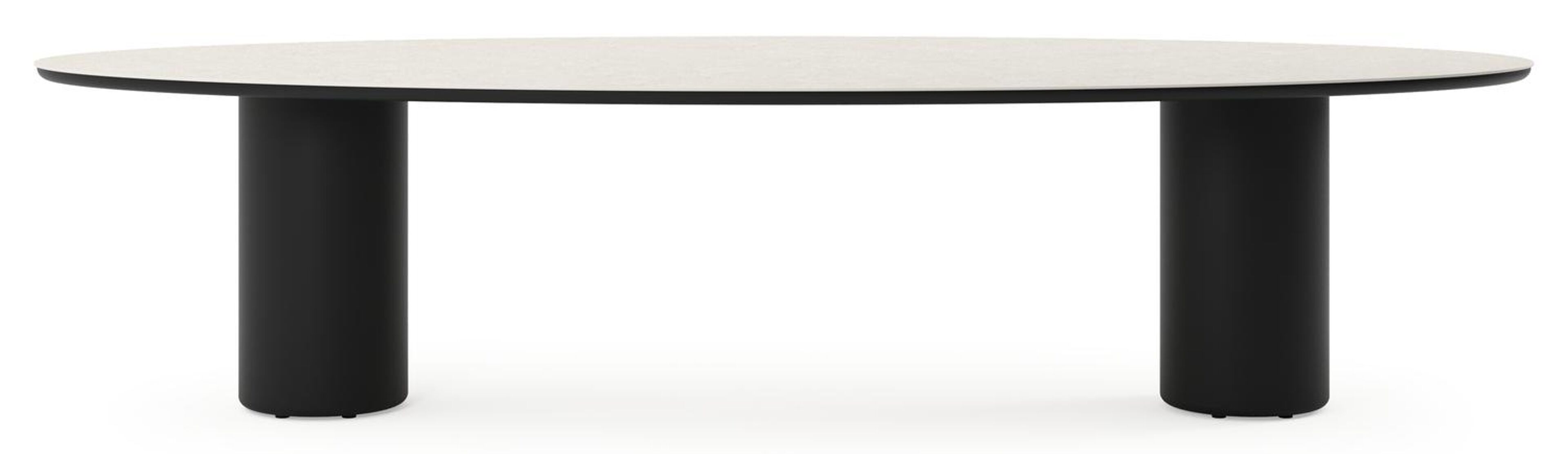 Table de jardin Amico oval en aluminium noir et céramique pleine Shilin - Lg. 320 x Lrg. 130 x Haut. 74 cm