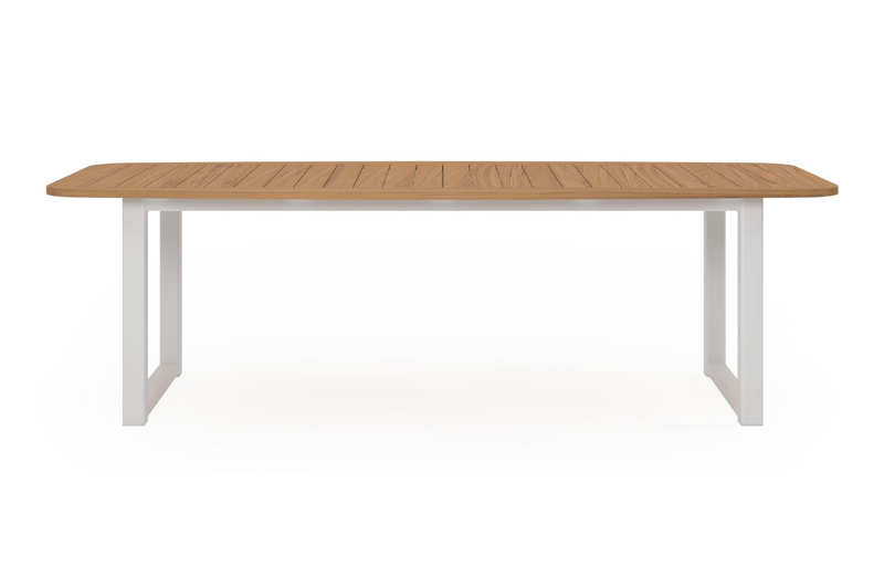 Livo tuintafel in wit aluminium en teak - L 250 x B 110 x H 73 cm
