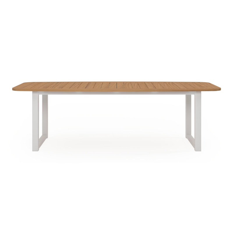 Livo tuintafel in wit aluminium en teak - L 250 x B 110 x H 73 cm