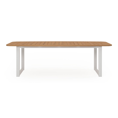 Livo tuintafel in wit aluminium en teak - L 250 x B 110 x H 73 cm